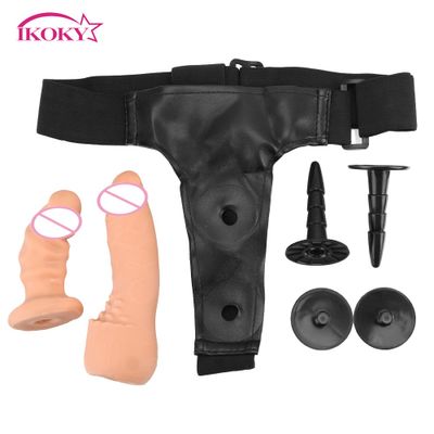 IKOKY Strap-on Dildo For Lesbian Adult Games Strapon Dildos Panties Dildo For Woman Realistic Dildo For Couples Adults Toys Cock