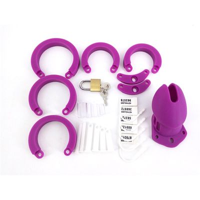 Male Silicone Chastity Lock Device Cock Cage Sex Toys With 5 Penis Ring Men Adult Belt Brass Lock Standard/Short Cage Sex Toys