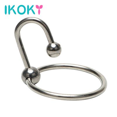 IKOKY Penis Plug Male Chastity Device Urethral Dilator Penis Rings with Head Ring Stainless Steel Catheter Sound Beads