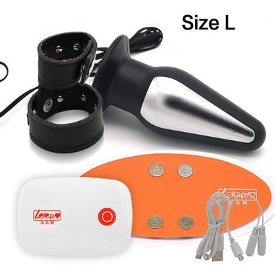 Intelligent APP Wireless Remote Control Electro Muscle Stimulation Massage Pads Anal Plug Penis Ring Electrical BDSM Shock Set