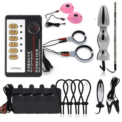 Electric Shock Kit, Electro Penis Ring Massage Pad Nipple Clamps Anal Plug Catheter Medical Themed Sex Toys For Men Woman Gay