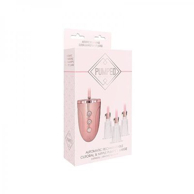 Automatic Rechargeable Clitoral &#038; Nipple Pump Set &#8211; Large &#8211; Pink