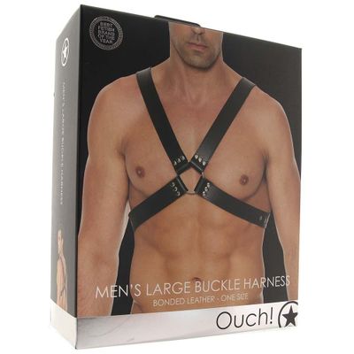 Ouch! Large Buckle Bonded Leather Harness - OS