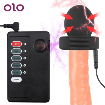 OLO Glans Trainer Penis Electro Stimulator Male Masturbation Electric Shock Delay Training Therapy Penis Massage Sex Toy For Men