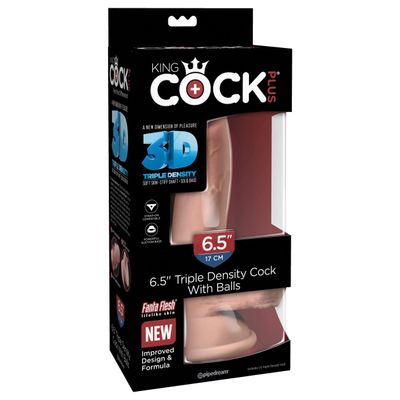 Pipedream - King Cock Plus 3D Triple Density Cock with Balls Dildo 6.5" (Beige)