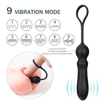 Sex Toys for Couples Anal Plug Vibrator in with Penis Ring and Ball Loop 9 Speed Dildo G-spot Vibrating Clitoris Anal Stimulator