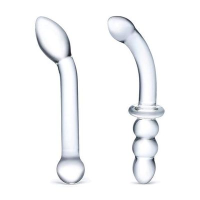 Glas - 2 pc G Spot Pleasure Glass Dildo Set (Clear)