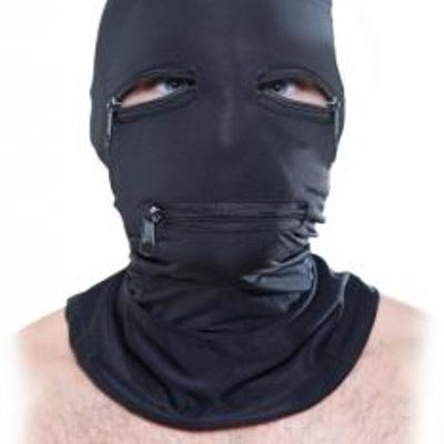 Fetish Fantasy Black Zipper Face Hood O/S