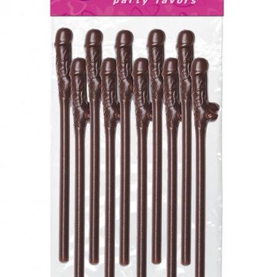 Bachelorette Party Favors Dicky Sipping Straws Brown 10pc.