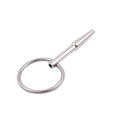 Male small size stainless steel metal urethral sound probe Prince Wand penis plug massager with pull ring BDSM sex toy for men