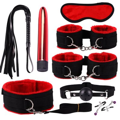 8pcs Sex Toys for Couples Exotic Accessories Adjustable Nylon BDSM Sex Bondage Set Erotic Accessories Handcuffs Whip Rope Games