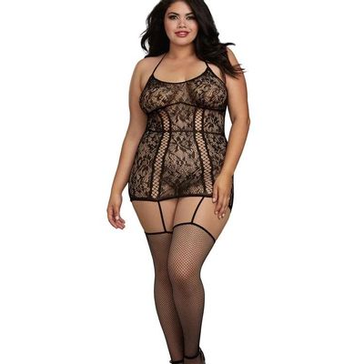 DREAMGIRL LACE CRISS CROSS GARTER DRESS