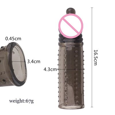 Penis Extender Sleeve Penis Crystal Condom Cover Sleeve Reusable Silicon Condom With Spike Dotted For Men Dildo Condoms Sex Toys