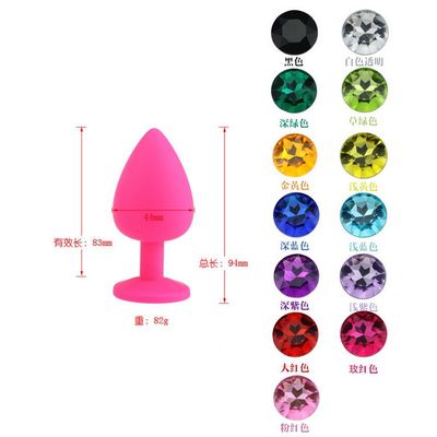 Silicone Anal Plug Colorful Crystal Jewelry Prostate Massager Rhinestone Butt Plug for Beginner Sex Toys for Men Women 4.8