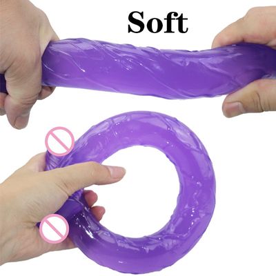 A28 Double Head Crystal Simulation Penis Anal Toys 44cm Adult Sexy Toys For Women Lesbian Gay Lara TPE Color Penis Masturbator