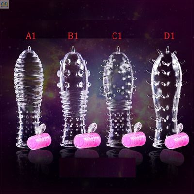 BESTCO 18+Male Penis Sleeve Vibrator Vagina Condom Thread Delay Ejaculation Cock Extender Enlargement Adult Erotic Sex Toys Shop