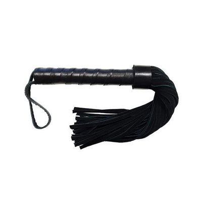 Rouge - Leather Handle Short Suede Flogger (Black)