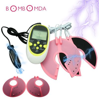 Buy Electric Shock Therapy Set Breast Clip Massager Anal Butt Plug