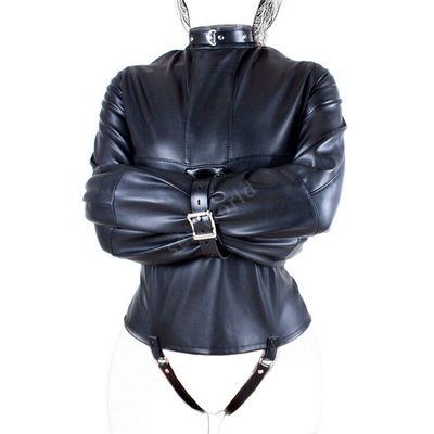 PU Leather Straitjacket BDSM Women Adult Couple Games Straight Jacket Adjustable Fetish Harness BDSM Body Bondage Sex Toys L/XL