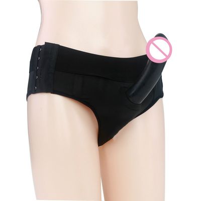 Black Stap-on Panties with Anal Butt Dildo Plug Underwear G-Spot