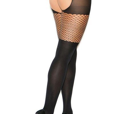 Diamond Top Crotchless Pantyhose - OSXL