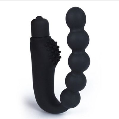 Anal stimulation with 10 frequency backcourt plug silicone pull-bead vibration massage device anal plug adult sex toys