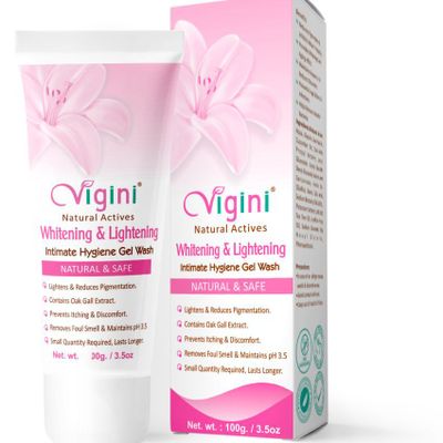 Vigini 100% Natural Actives Vaginal Intimate Hygiene Feminine Gel Wash for Women Lightening  Whitening Moisturizer Non Staining no Itching like Tightening Cream,Reduces Vagina Itching Dryness foul Smell,No Added Color,No Bleaching agent