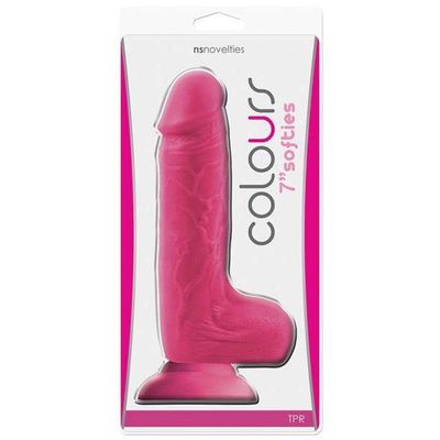NS Novelties - Colours Softies Dong w/Balls and Suction Cup 7" (Pink)