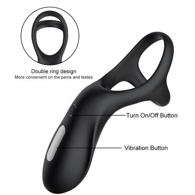 Silicone10 Modes Double Ring Vibrator Penis Ring Male Delayed Ejaculation Cockring USB Charged Sex Toys Men Adult Product
