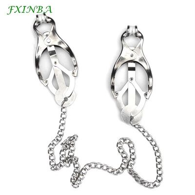 FXINBA 1 Pair Stainless Nipple Clamps Chain Bdsm Breast Nipple Clips Adults Sex Toys For Woman Nipples Stimulator Adult Games