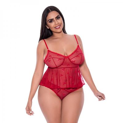 Magic Silk With Love Flutter Cami &#038; Cheeky Panty Set Red Queen