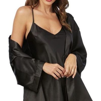 Dreamgirl Charmeuse Robe and Chemise Set