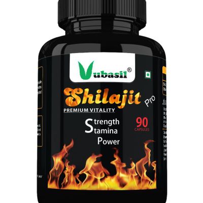 Vubasil Shilajit PRO Organic Herbal & Veg (90 Capsules) Shilajeet Gold Extract with Ashwagandha Safed Musli Extracts for Sex Horse Power Strength Stamina Energy Rejuvenation Immunity Sexual Power Vitalizer For Men & Women 100% Natural Pure Safe Ayurvedic