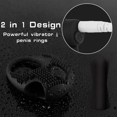 Penis Ring Vibrator Delayed Ejaculation Studs USB Charging Silicone Cock Ring Vibrating On Dick For Sex For Men Cockring Adult