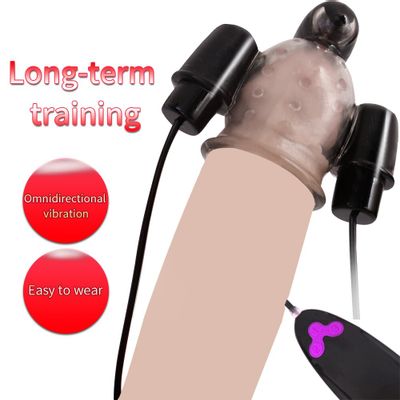 Penis Head Vibrator Glans Trainer Delay Ejaculation Adult Sex Toys For Men Male Masturbator Cock Massager Three Bullet Vibrators