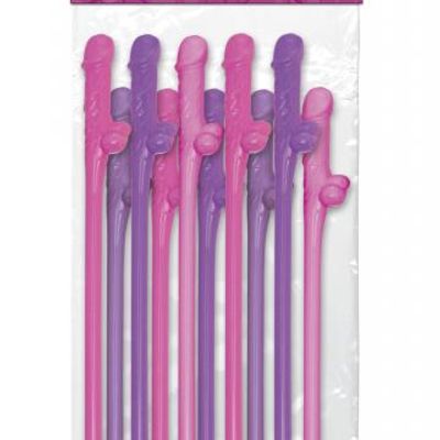 Bachelorette Party Favors Dicky Sipping Straws Pink/Purple 10pc.