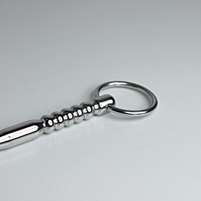21CM Long Male Stainless Steel Urethral Sounding Stretching Stimulate Bead Dilator Penis Plug With Cock Ring BDSM Sex Toy 636