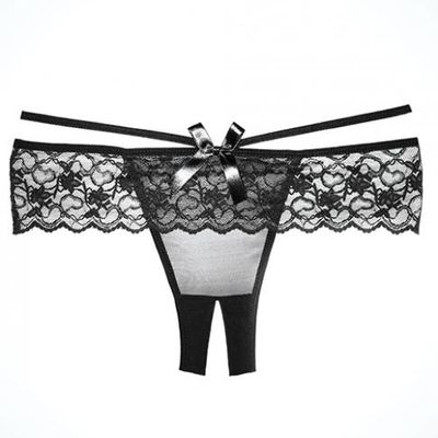 Adore Angel Crotchless Panty Black O/S