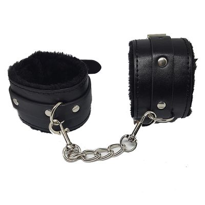 1 pair Couples Games sex Restraints Bondage cuffs Black plush PU Leather handcuffs toys for couples slave Erotic shop
