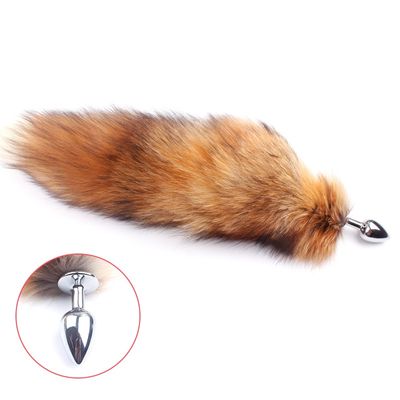Fanala Drop Shipping Real Red Fox Tail Anal Plug Metal Butt Plug Animal Cosplay Tail Erotic Sex Toy for Couple Tail