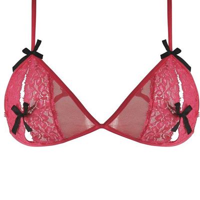 Lace Peek-a-Boo Bra & Thong Set Pink