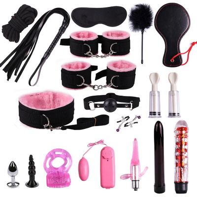 Sex Intimate BDSM Bondage Kit Set Silicone Anal Vibrator Fetish