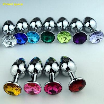Violent space Metal Anal Sex Toys For Woman Anal Beads Prostata Massage Butt Plug+Crystal Jewelry Booty Anal Dilator Buttplug