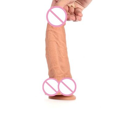 Female Masturbation Super Large Dildo Liquid Silicone Double-Layer Realistic Cock Skin Adult Toys for Women