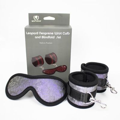 Spartacus Blindfold And Wrist Cuff Kit Neoprene Silver