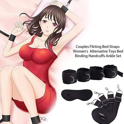 Sex Bondage BDSM Kit for Couple SM Game with Handcuffs Bed Straps