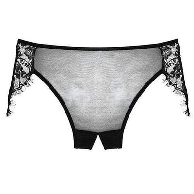 Allure Lingerie - Adore Lavish & Lace Crotchless Panty O/S (Black)