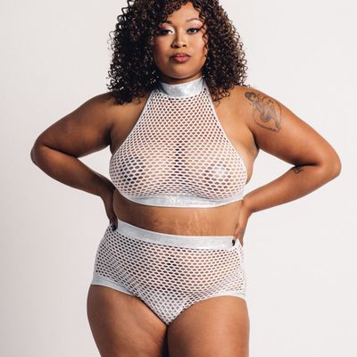 Plus Size Diamond Net 2-Piece Set