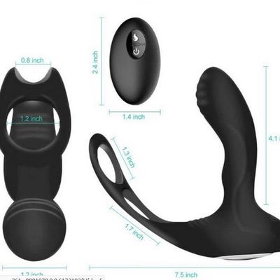 Sex goods for men and women black ring, back court pull bead dual purpose anal plug lock sperm ring adult toy