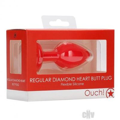 Ouch Diamond Heart Butt Plug Reg Red